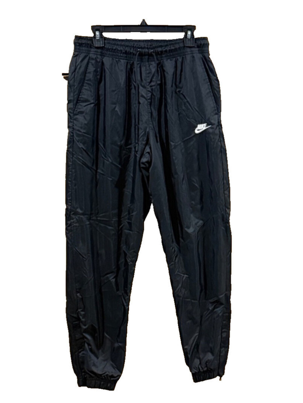 Nike Vintage Windrunner Nylon Track Pants Black Ankle Zips Size M EUC